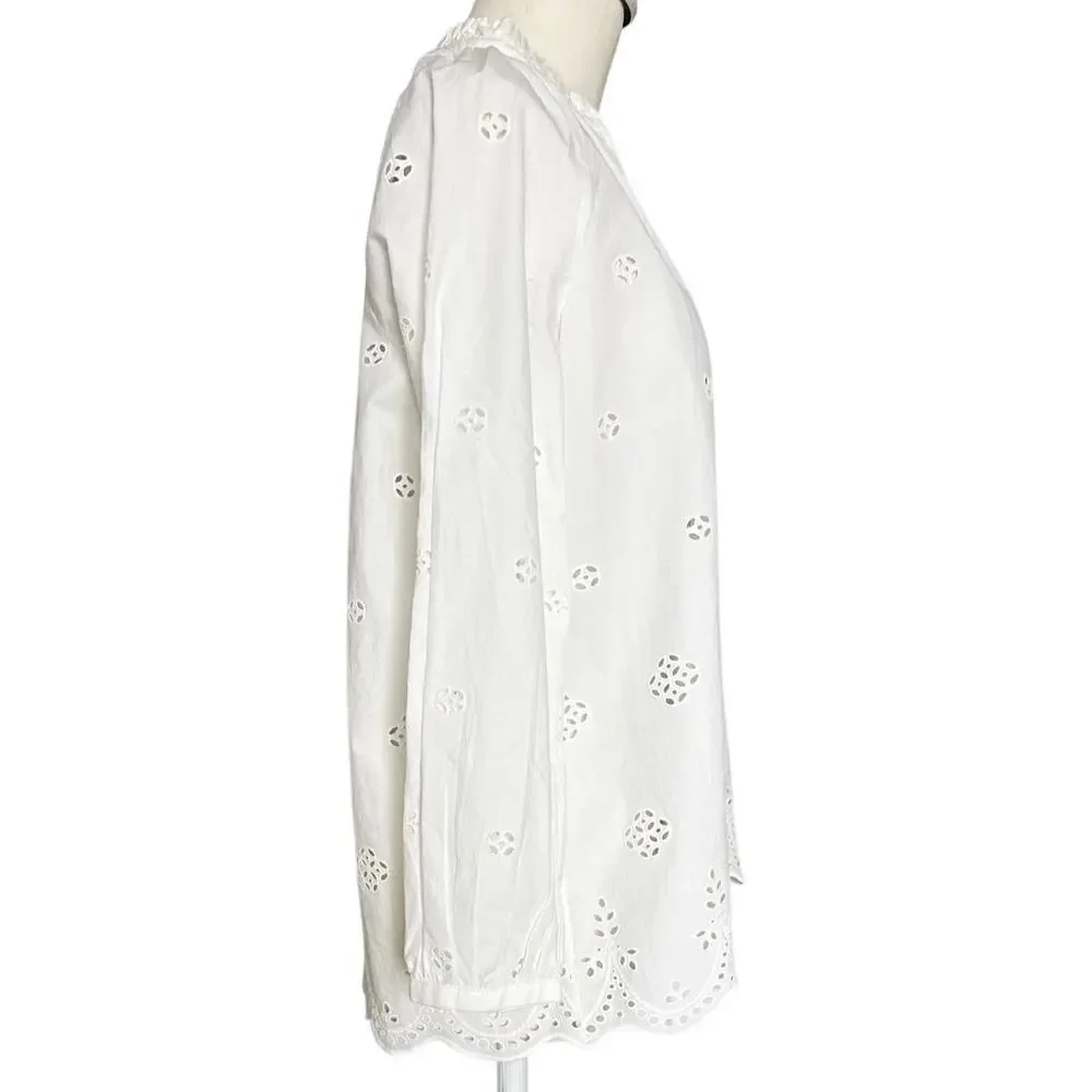Madewell White Eyelette Scallop Top Womens Size XXS